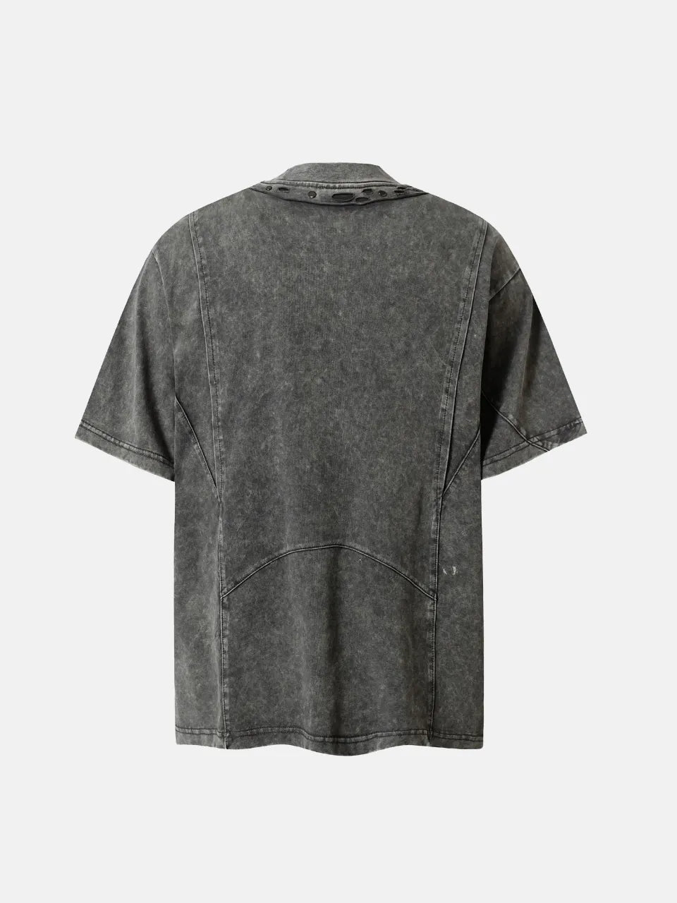 Cutout Collar Tee - GRAY