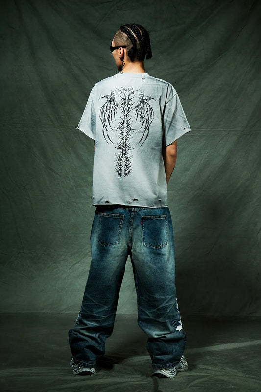 【SUPPLIER】 Pierced Tribal Bones Tee 着用背面全体画像