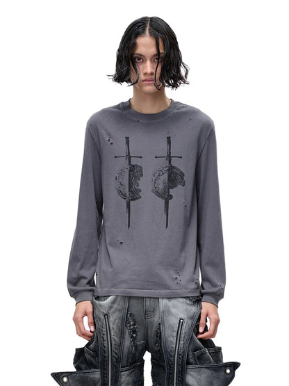 LUMINOUS DAWN SWORD & SHIELD TEE - GRAY