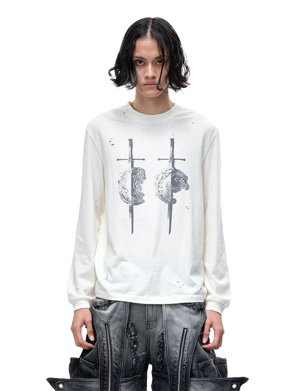 LUMINOUS DAWN SWORD & SHIELD TEE - WHITE