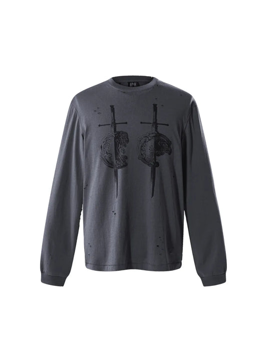 LUMINOUS DAWN SWORD & SHIELD TEE - GRAY