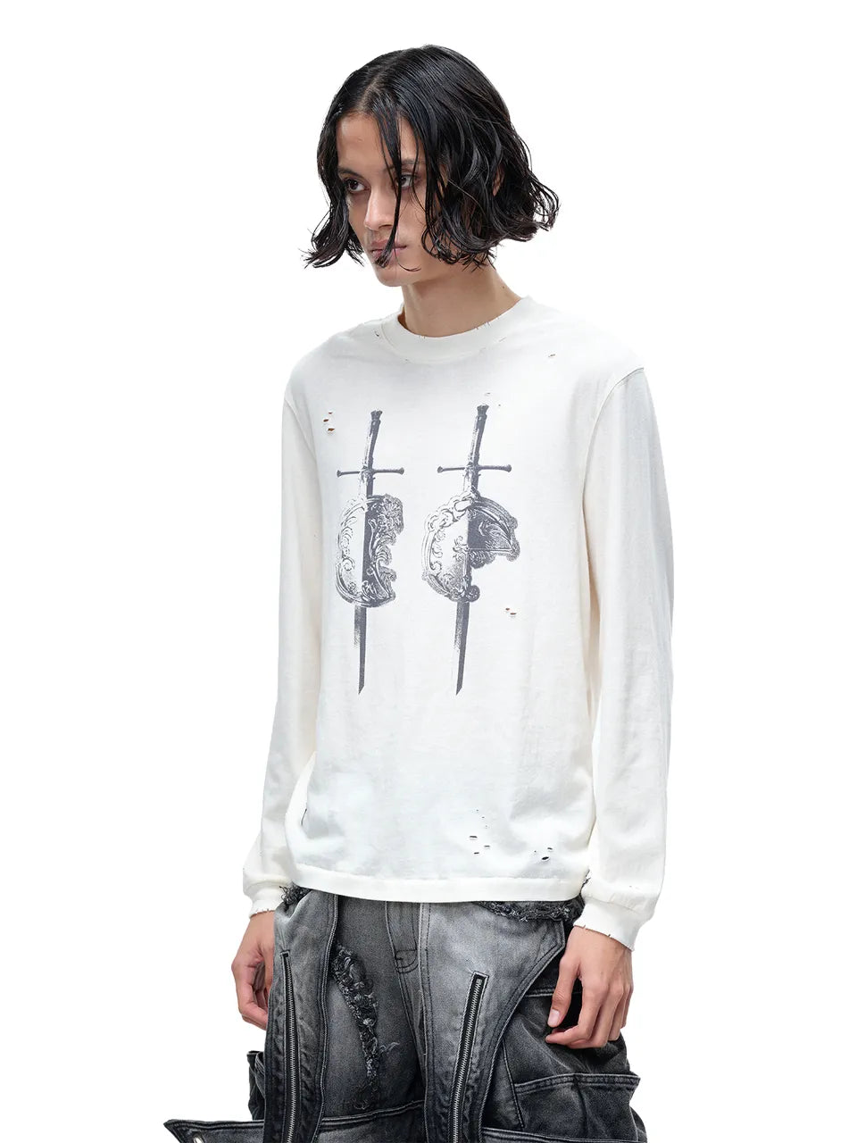 LUMINOUS DAWN SWORD & SHIELD TEE - WHITE