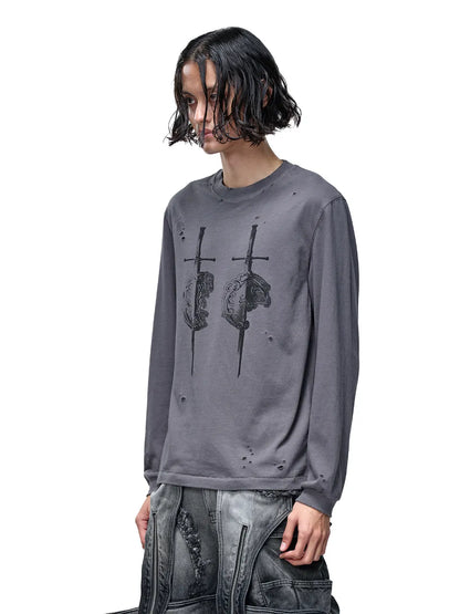 LUMINOUS DAWN SWORD & SHIELD TEE - GRAY