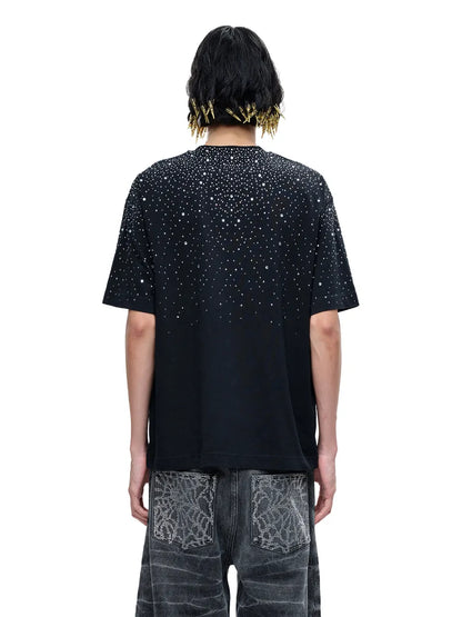 LUMINOUS DAWN RHINESTONE TEE - BLACK