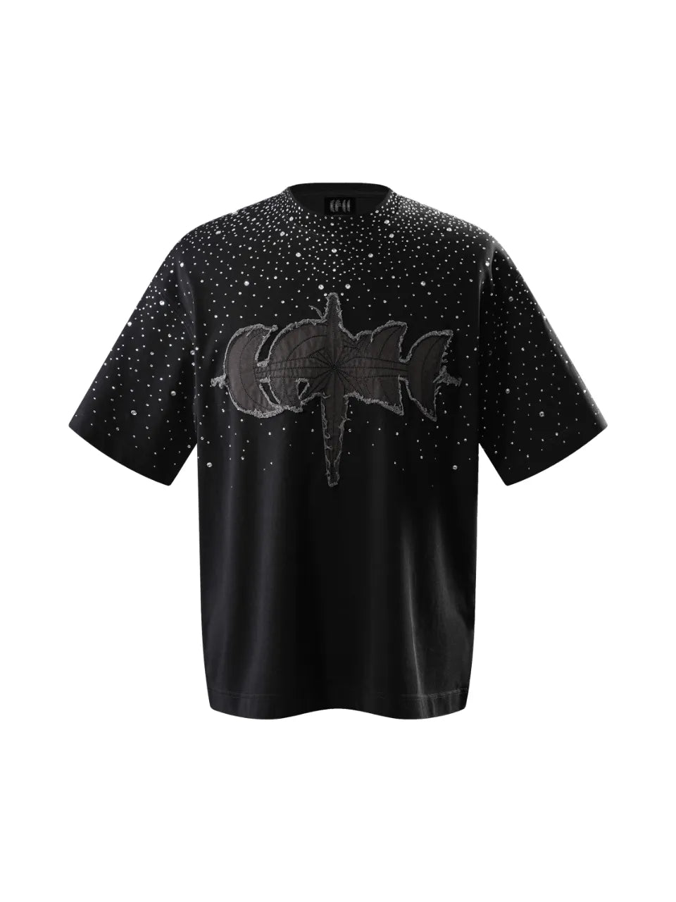 LUMINOUS DAWN RHINESTONE TEE - BLACK