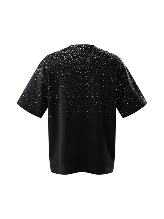 LUMINOUS DAWN RHINESTONE TEE - BLACK