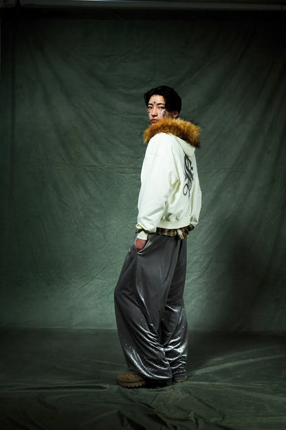 Micro Cross Rhinestone Velour Track Pants