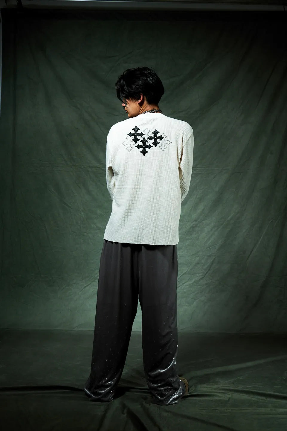 Micro Cross Rhinestone Velour Track Pants