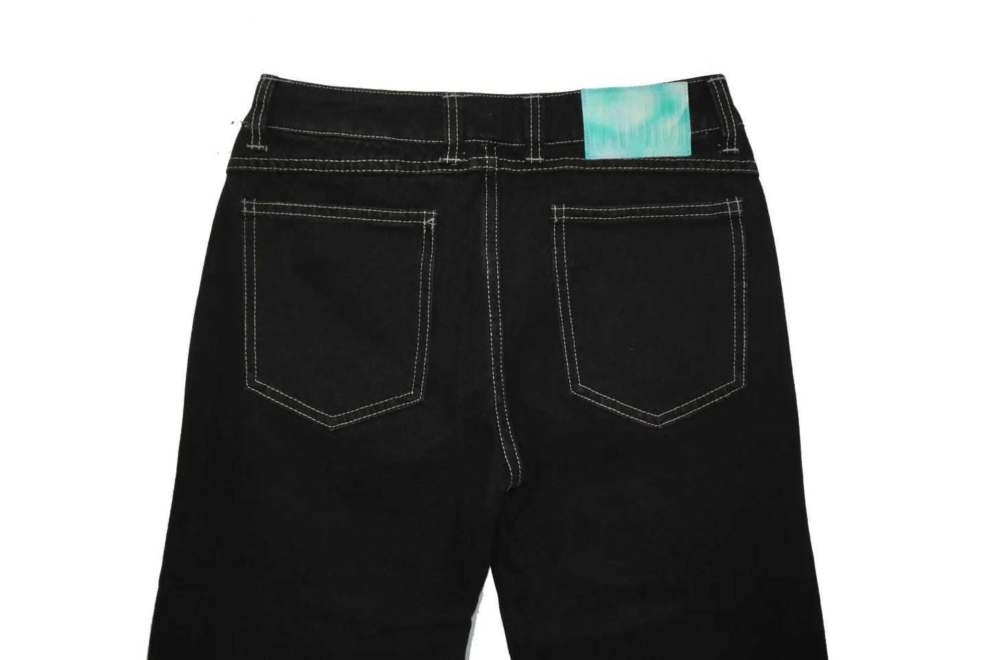 Long Button-Down Laser-Cut Jeans