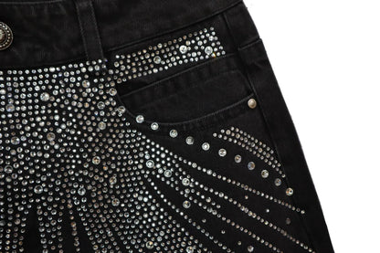Diamond-Splattered Wide-Leg Pants