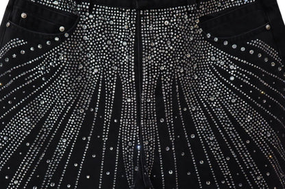 Diamond-Splattered Wide-Leg Pants