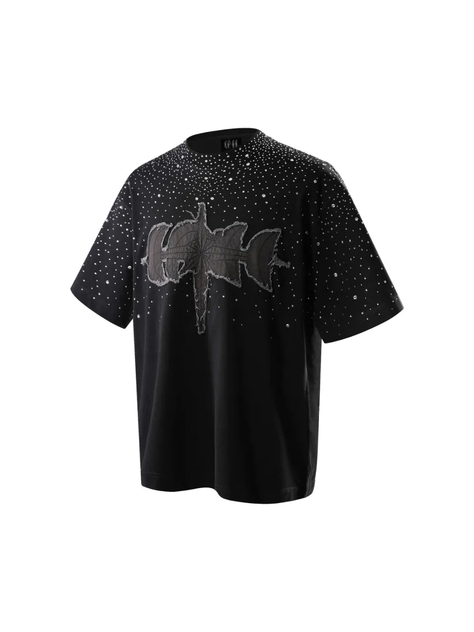 LUMINOUS DAWN RHINESTONE TEE - BLACK