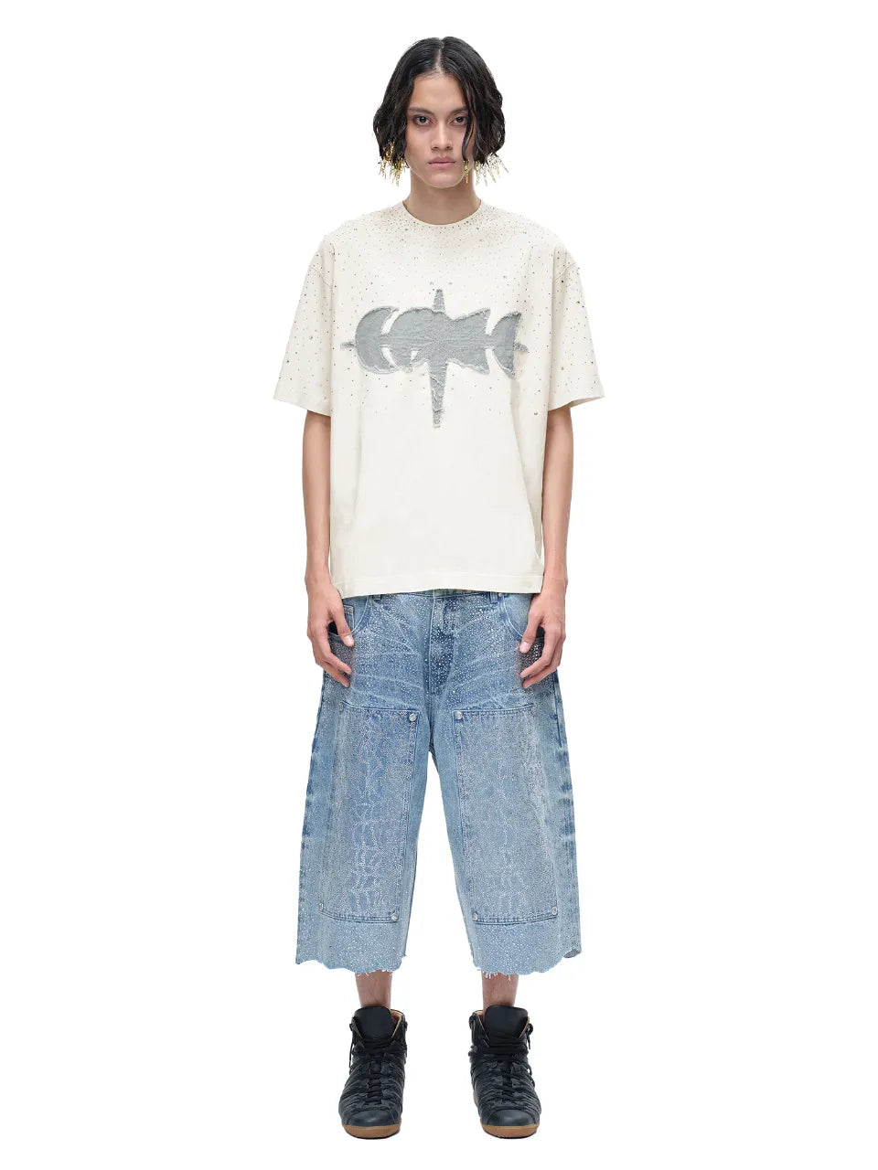 LUMINOUS DAWN RHINESTONE TEE - WHITE