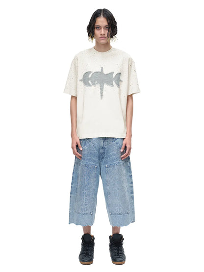 LUMINOUS DAWN RHINESTONE TEE - WHITE