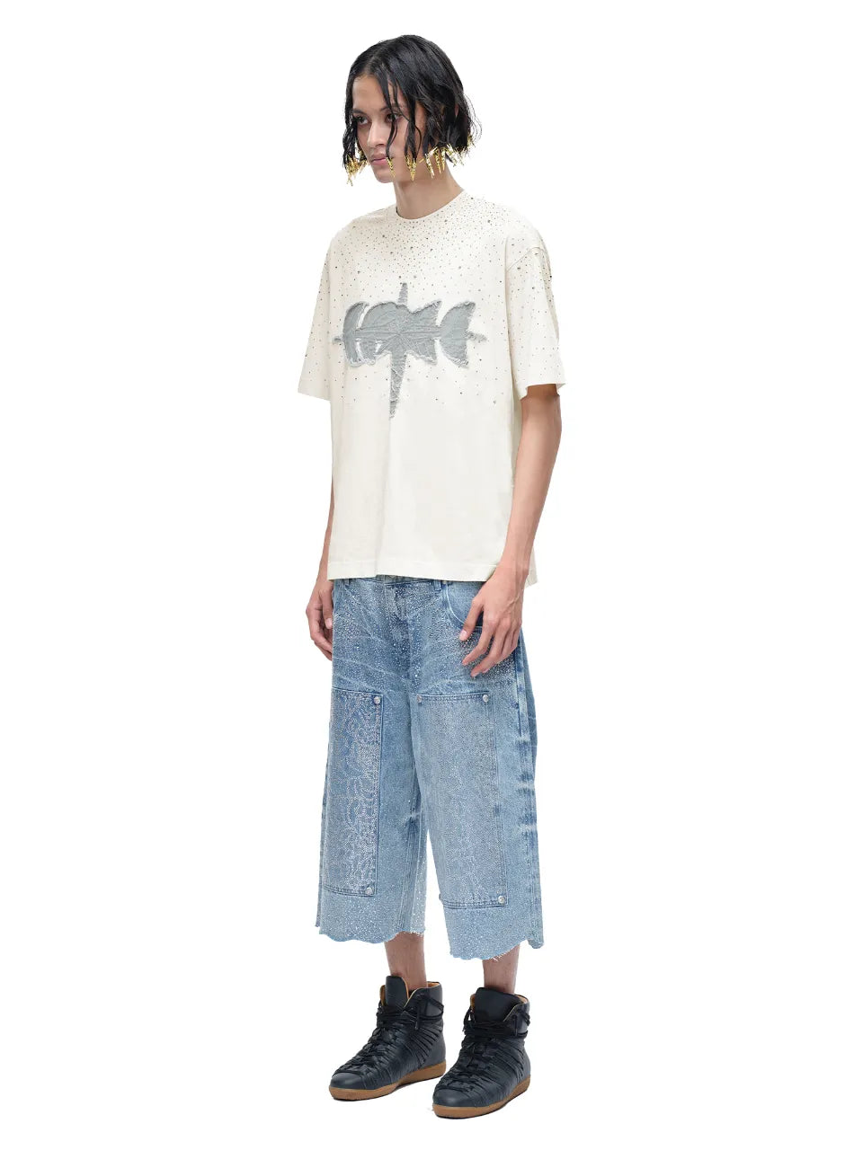 LUMINOUS DAWN RHINESTONE TEE - WHITE