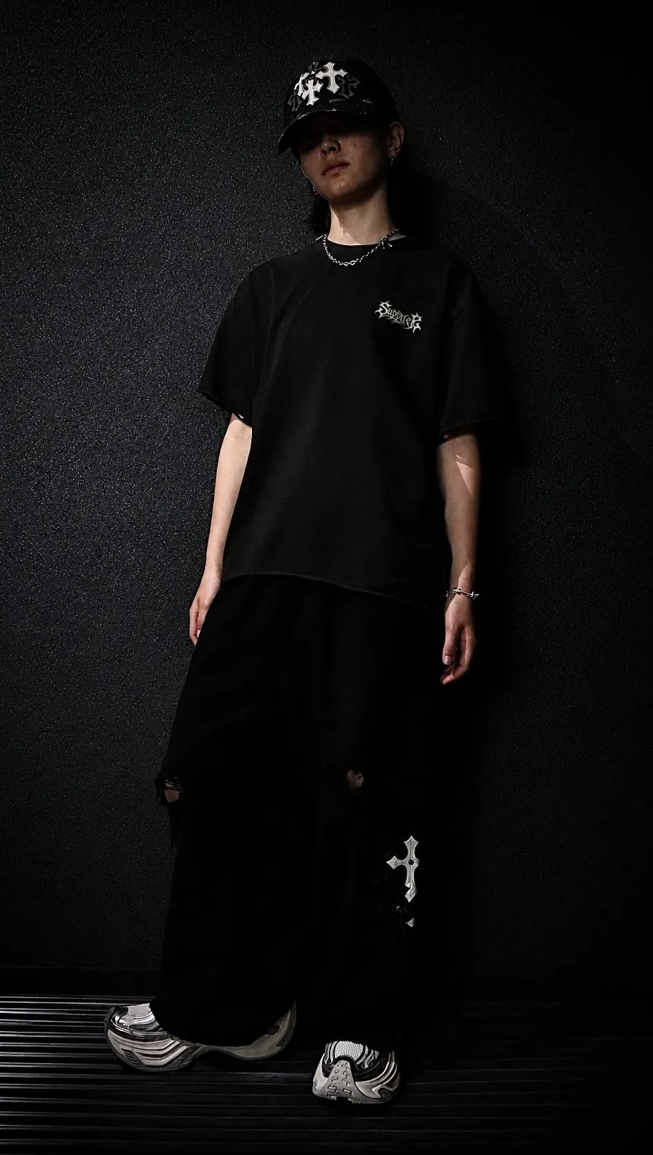 Multiple Cross Denim Cap