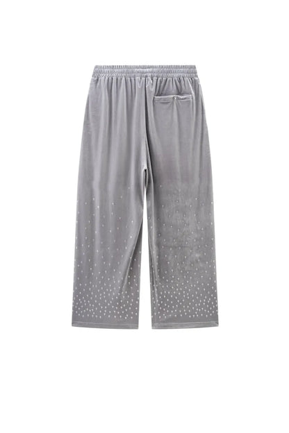 【SUPPLIER】 Micro Cross Rhinestone Velour Track Pants （グレー） 背面全体画像