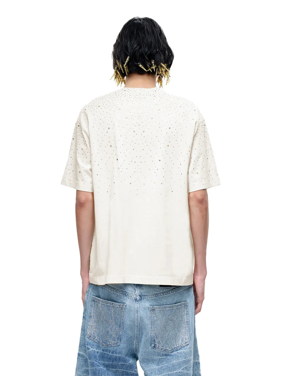 LUMINOUS DAWN RHINESTONE TEE - WHITE