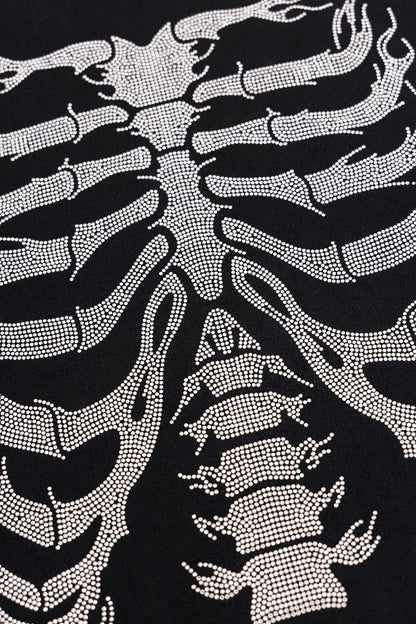 Rhinestone Fire Bones Tee - BLACK
