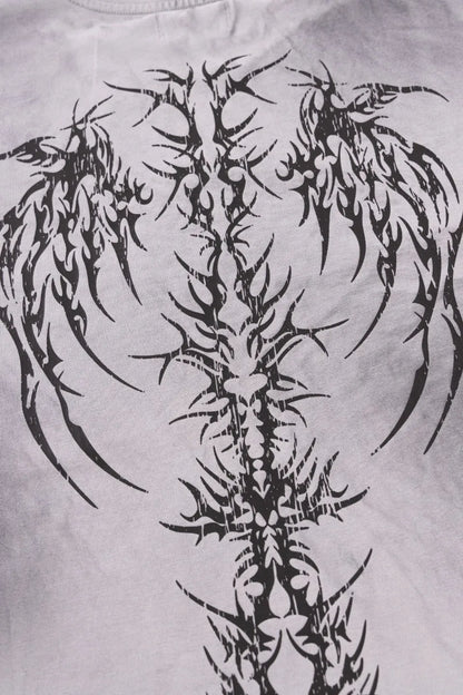Pierced Tribal Bones Tee - GRAY
