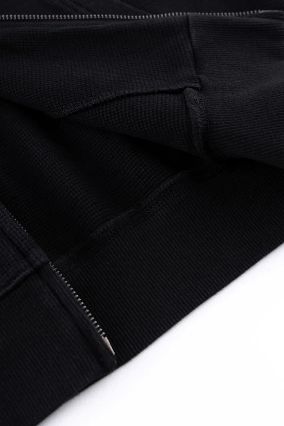 Multiple Cross Leather Patch Thermal Zip Hoodie