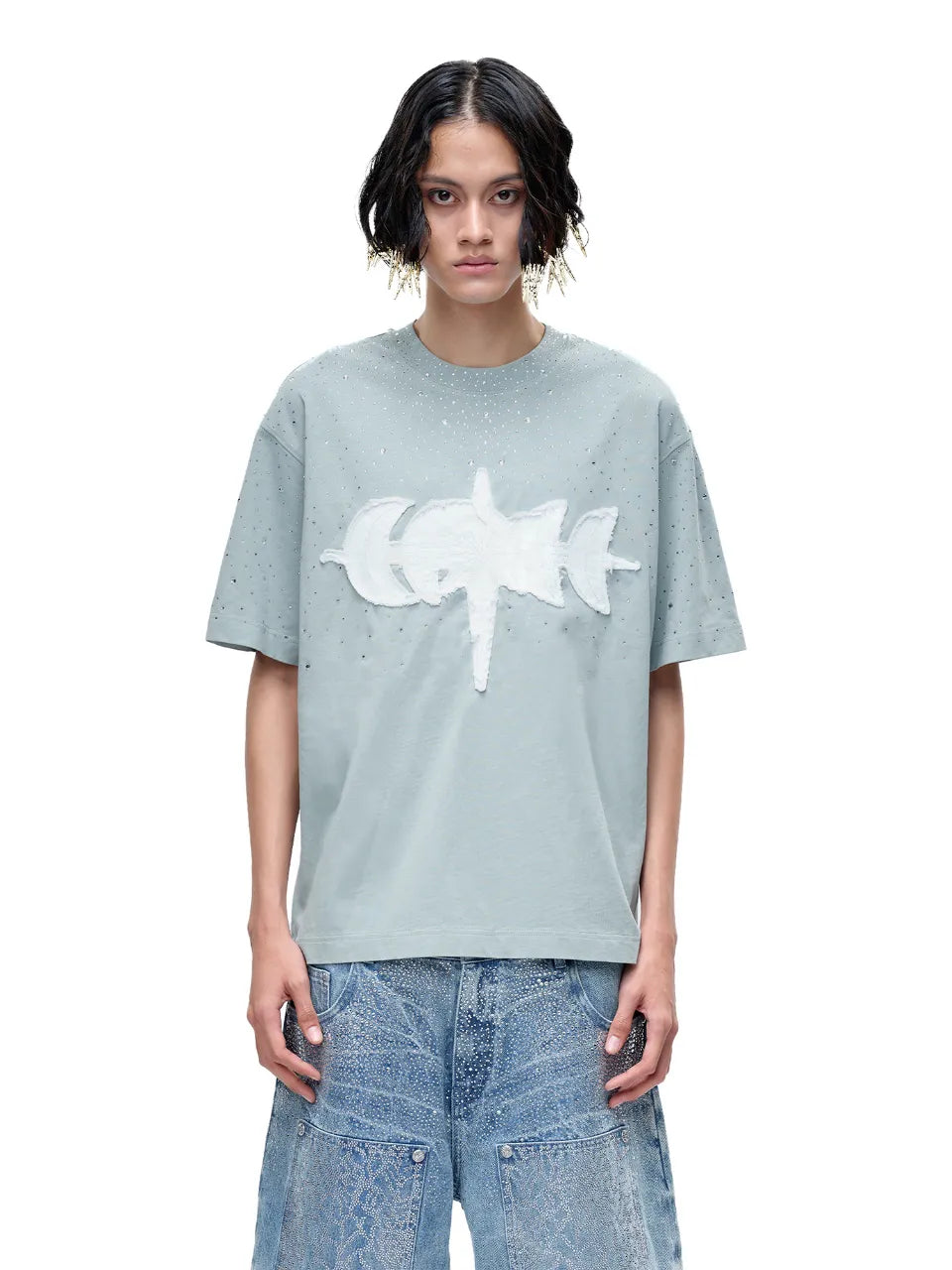 LUMINOUS DAWN RHINESTONE TEE - MINT