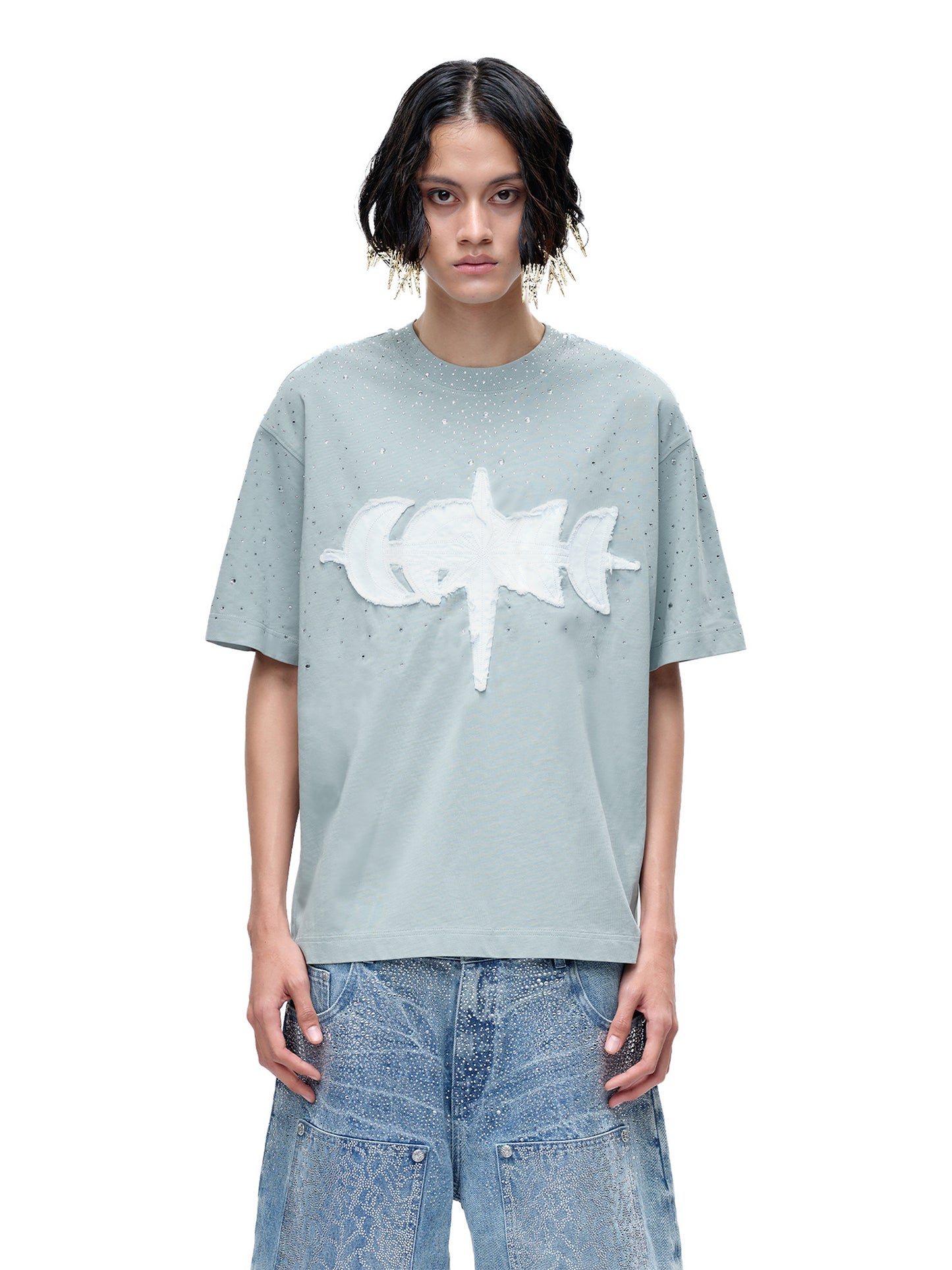 THE BOY HAS NO PATIENCE　LUMINOUS DAWN RHINESTONE TEE