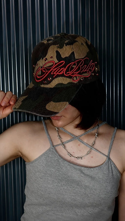 Jewel Studs Embroidery Logo 6 Panel Cap -Ladies-