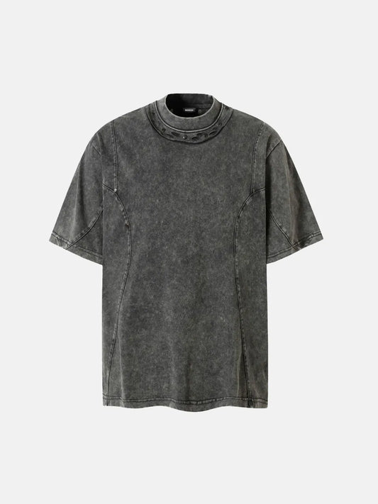 Cutout Collar Tee - GRAY