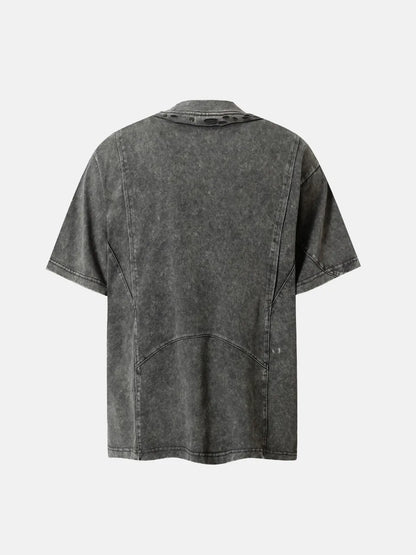 Cutout Collar Tee - GRAY