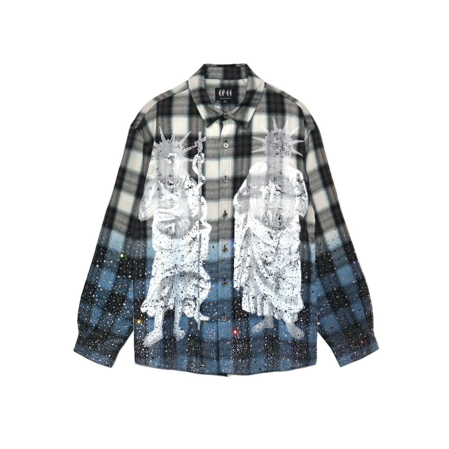 Saint Irregular Hot Diamond Plaid Shirt - BLACK