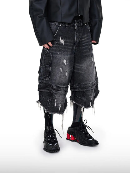 Grunge Denim Shorts