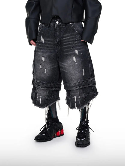 Grunge Denim Shorts