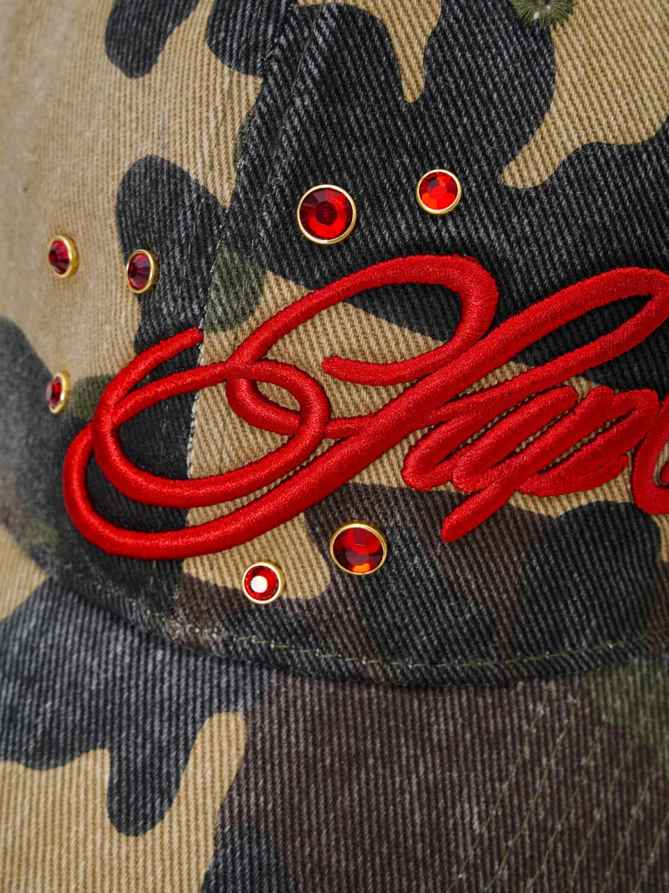 Jewel Studs Embroidery Logo 6 Panel Cap
