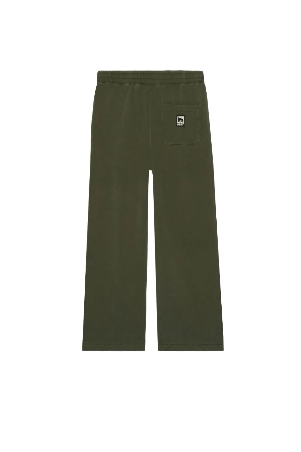 OBEY POST SWEATPANT ダスティオリーブの背面平置き画像。