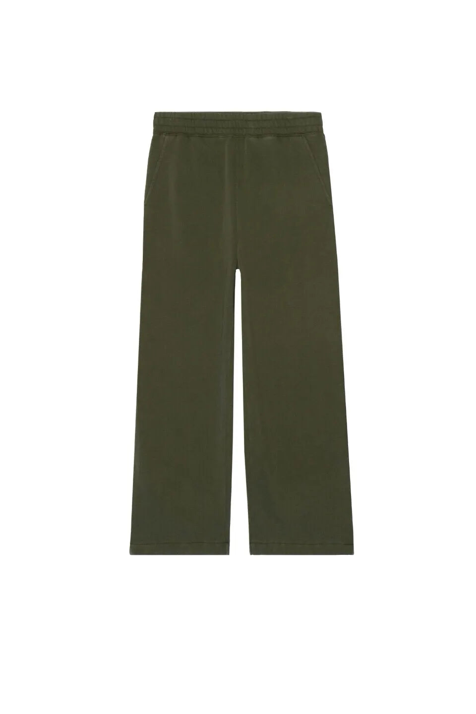 OBEY POST SWEATPANT ダスティブラックオリーブの正面平置き画像。