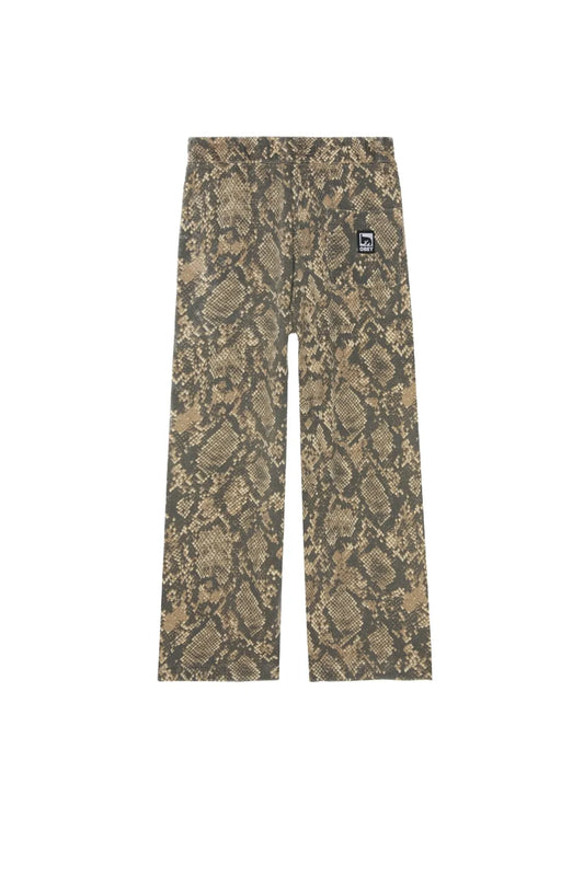 OBEY POST SWEATPANT パイソン柄の背面平置き画像。