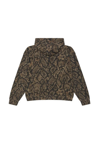OBEY POST ZIP HOOD ヴィンテージラトルスネーク（パイソン柄）の背面平置き画像。