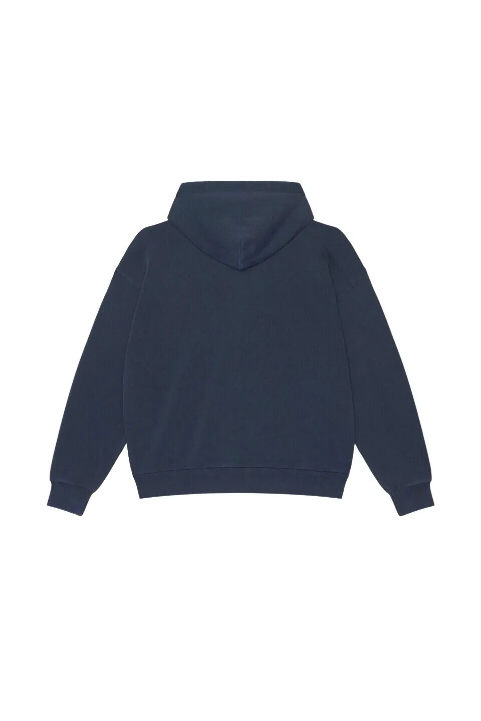 OBEY POST ZIP HOOD ネイビーの背面平置き画像。