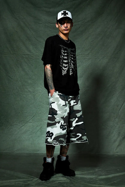 Rhinestone Fire Bones Tee - BLACK