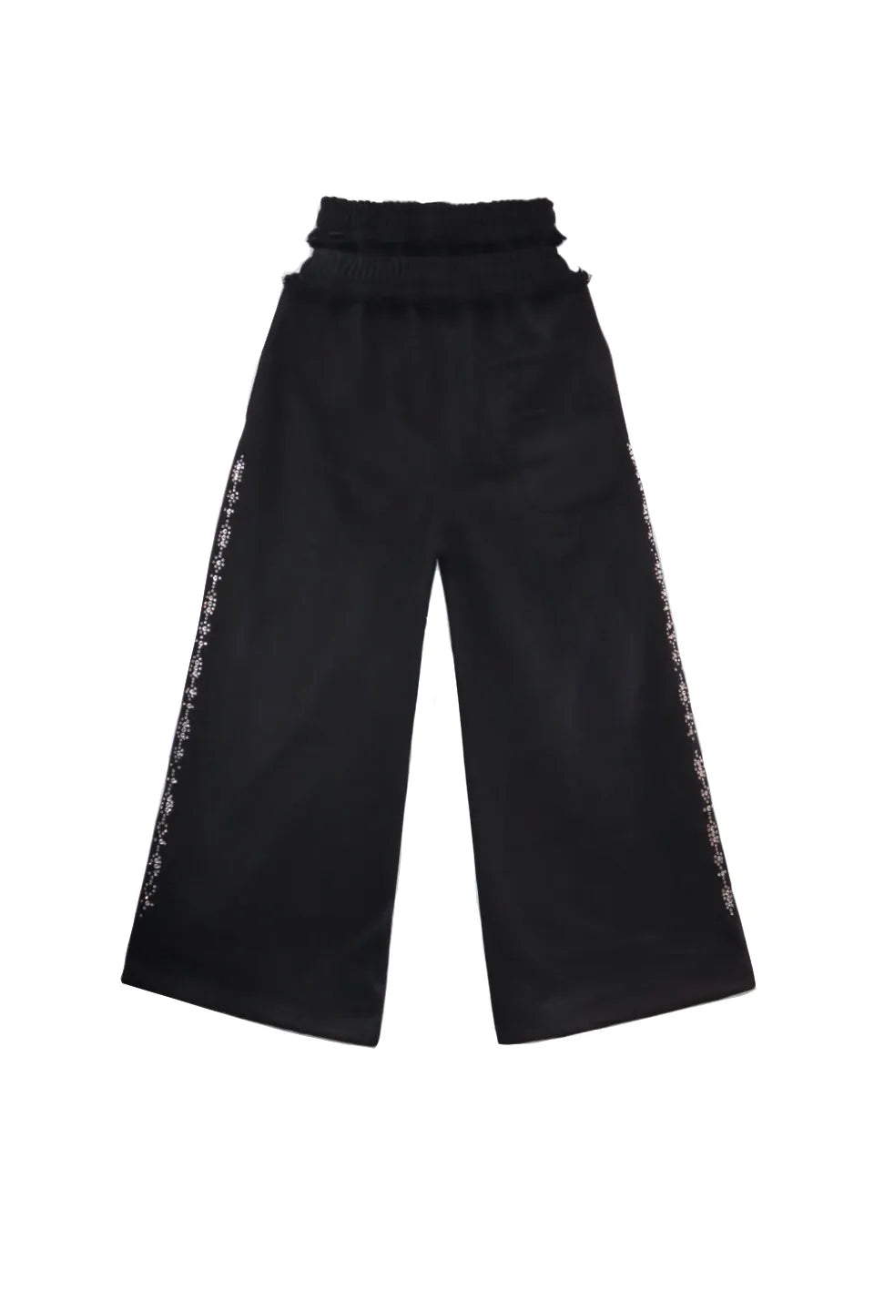 Versailles Galleria "INVWT" Double Waist Sweat Pants ブラックの背面平置き画像。