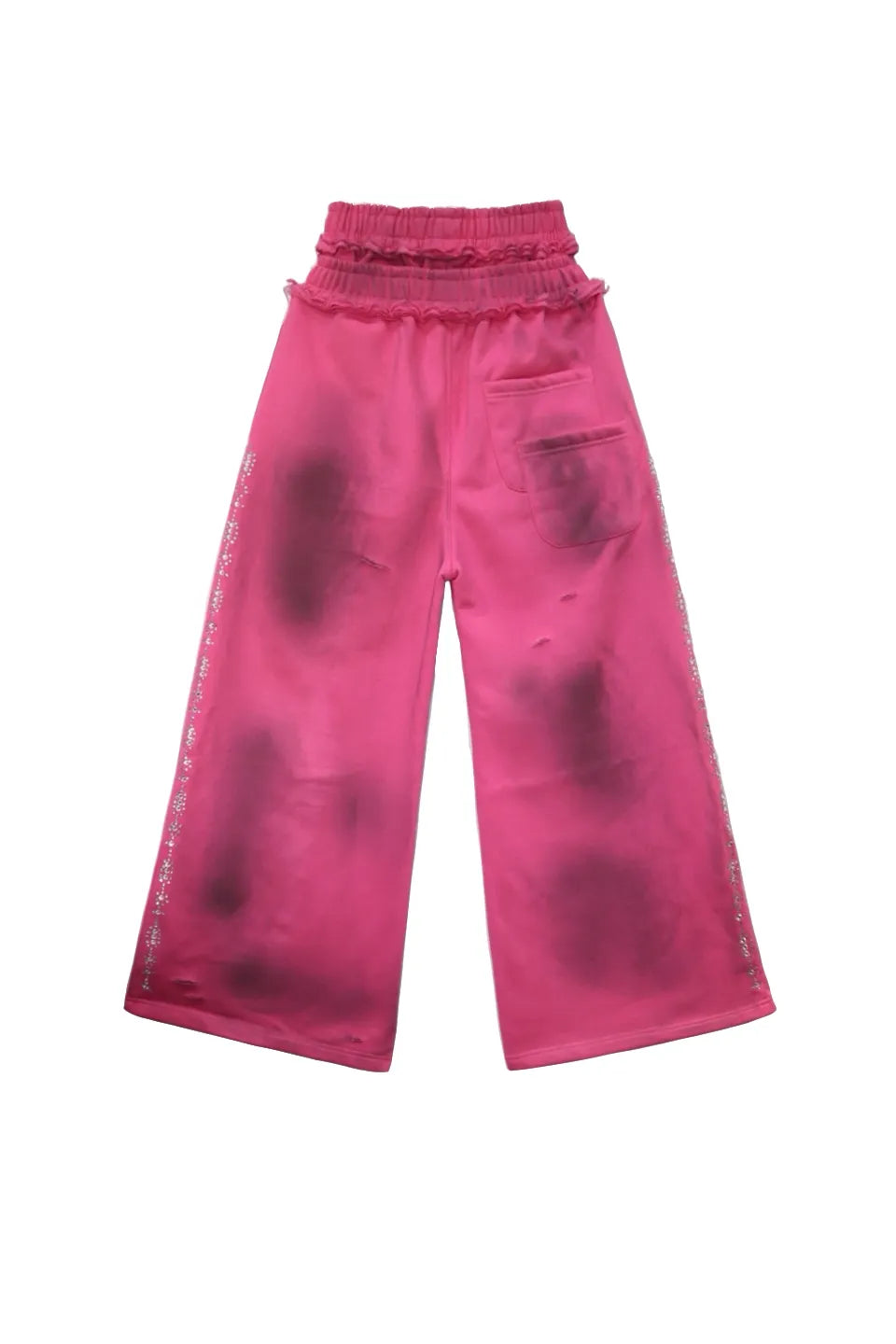 Versailles Galleria "INVWT" Double Waist Sweat Pants ピンクの背面平置き画像。