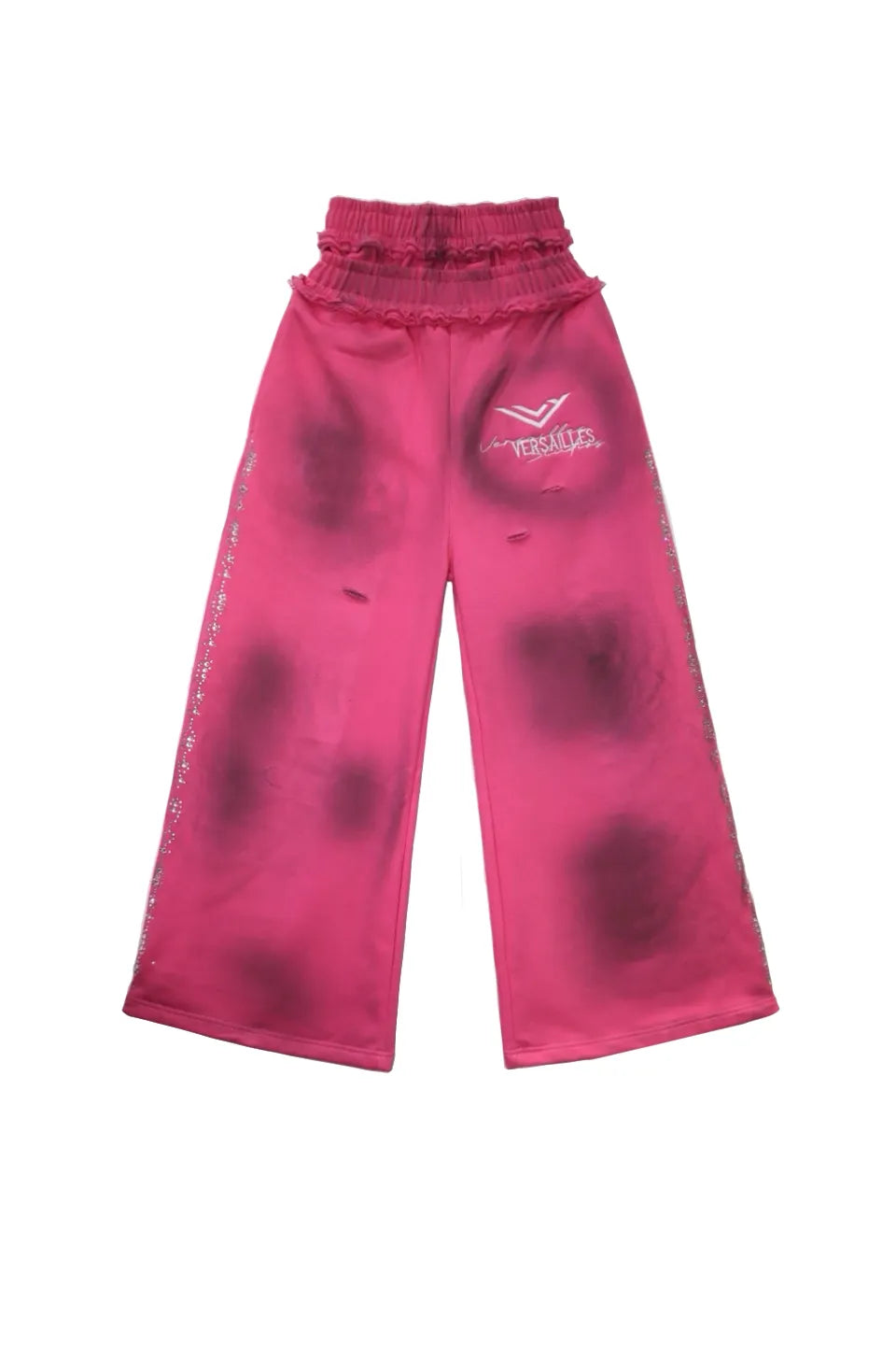 Versailles Galleria "INVWT" Double Waist Sweat Pants ピンクの正面平置き画像。