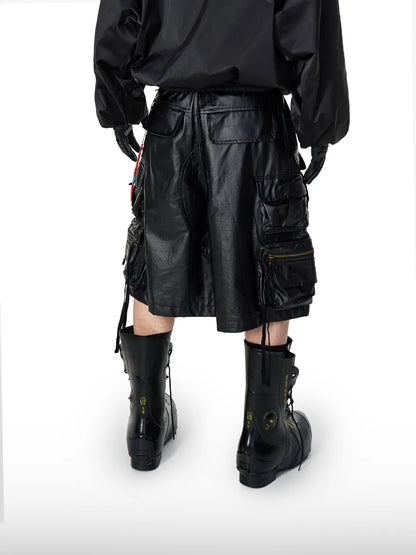 【DISTOPION】 Tech Cargo Shorts （ブラック） 着用ルック 背面