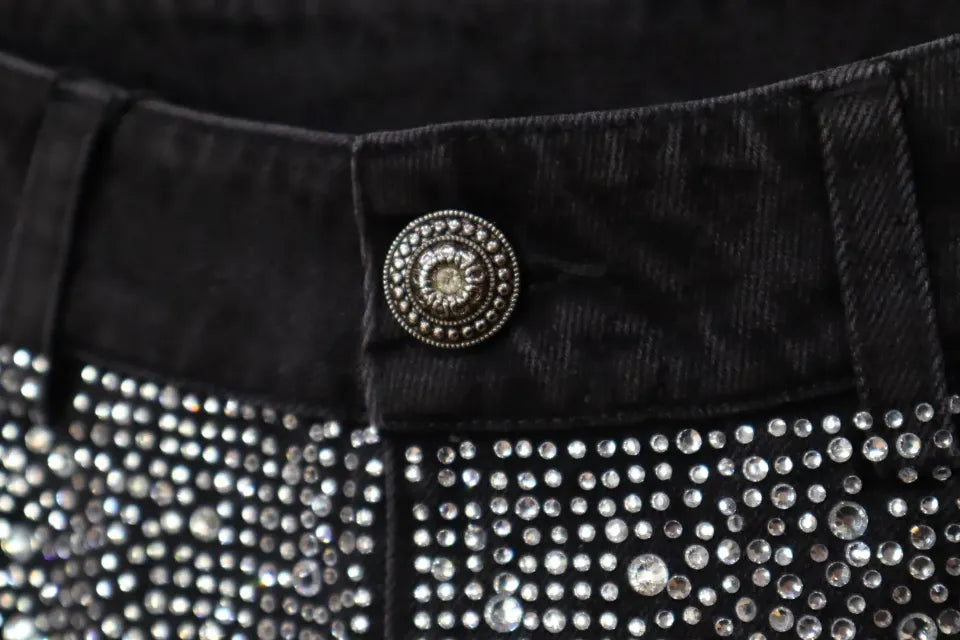 【DND4DES】 Diamond-Splattered Wide-Leg Pants フロントボタン・ウエストディテール画像