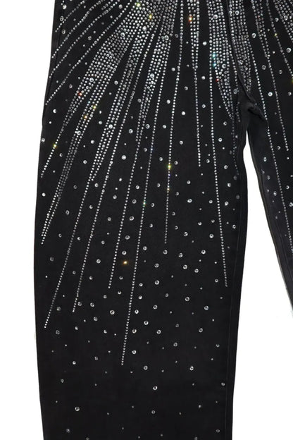 【DND4DES】 Diamond-Splattered Wide-Leg Pants 脚部クリスタル装飾ディテール画像