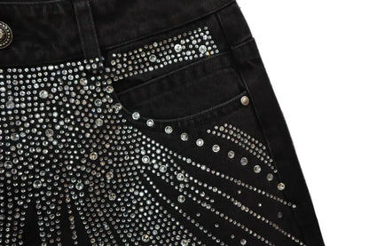 【DND4DES】 Diamond-Splattered Wide-Leg Pants ポケット部分クリスタル装飾ディテール画像