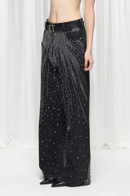 【DND4DES】 Diamond-Splattered Wide-Leg Pants 着用スタイリング斜め画像