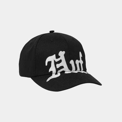 【HUF】 NOBEL 6 PANEL SNAPBACK （BLACK） 正面斜め画像