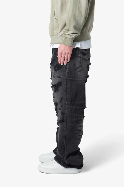 【MNML】 ULTRA BAGGY DISTRESSED DENIM （ブラック） 側面全体画像